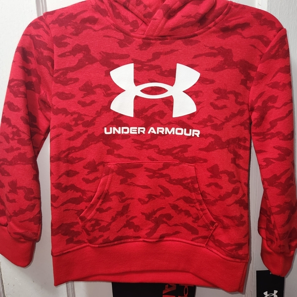 Under Armour Red Camouflage Sweatshirt Hoodie With Black Sweatpants - Picture 2 of 6